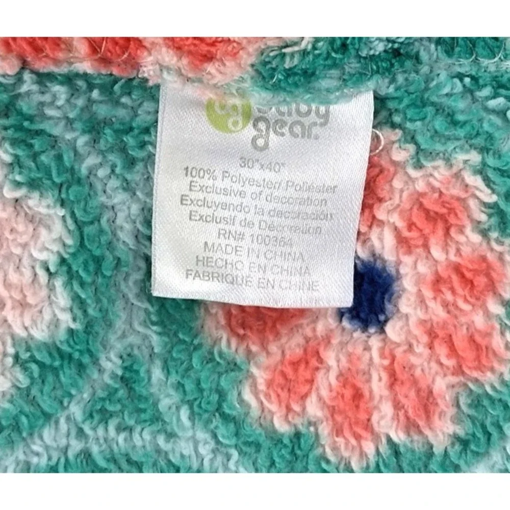 Baby Gear Teal Green Peach Coral Flower Blanket Soft Fleece Girl Lovey Circles